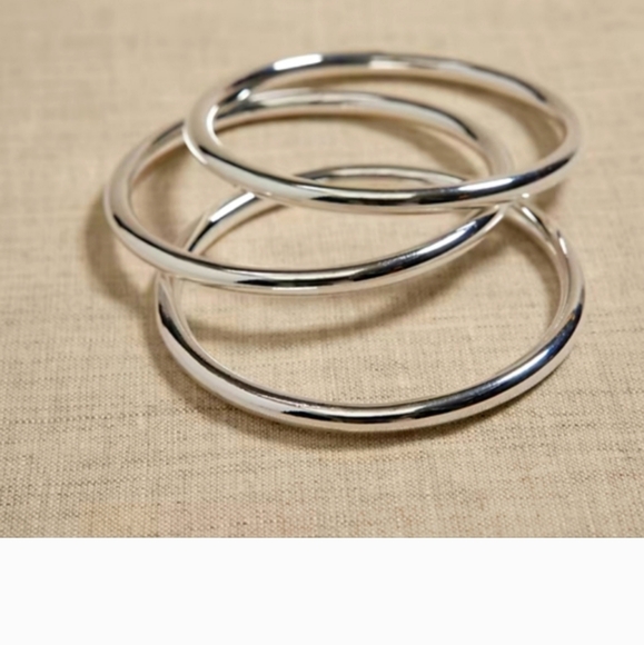 Aureus + Argent Ravena Triple Bangle Braclet Set Sterling Silver Plated NWT